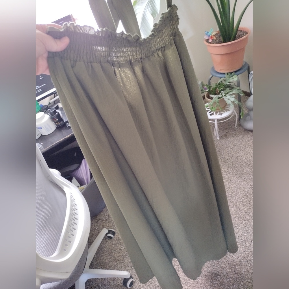 Olive Green Tie Shoulder Suspender Maxi - Picture 4 of 8